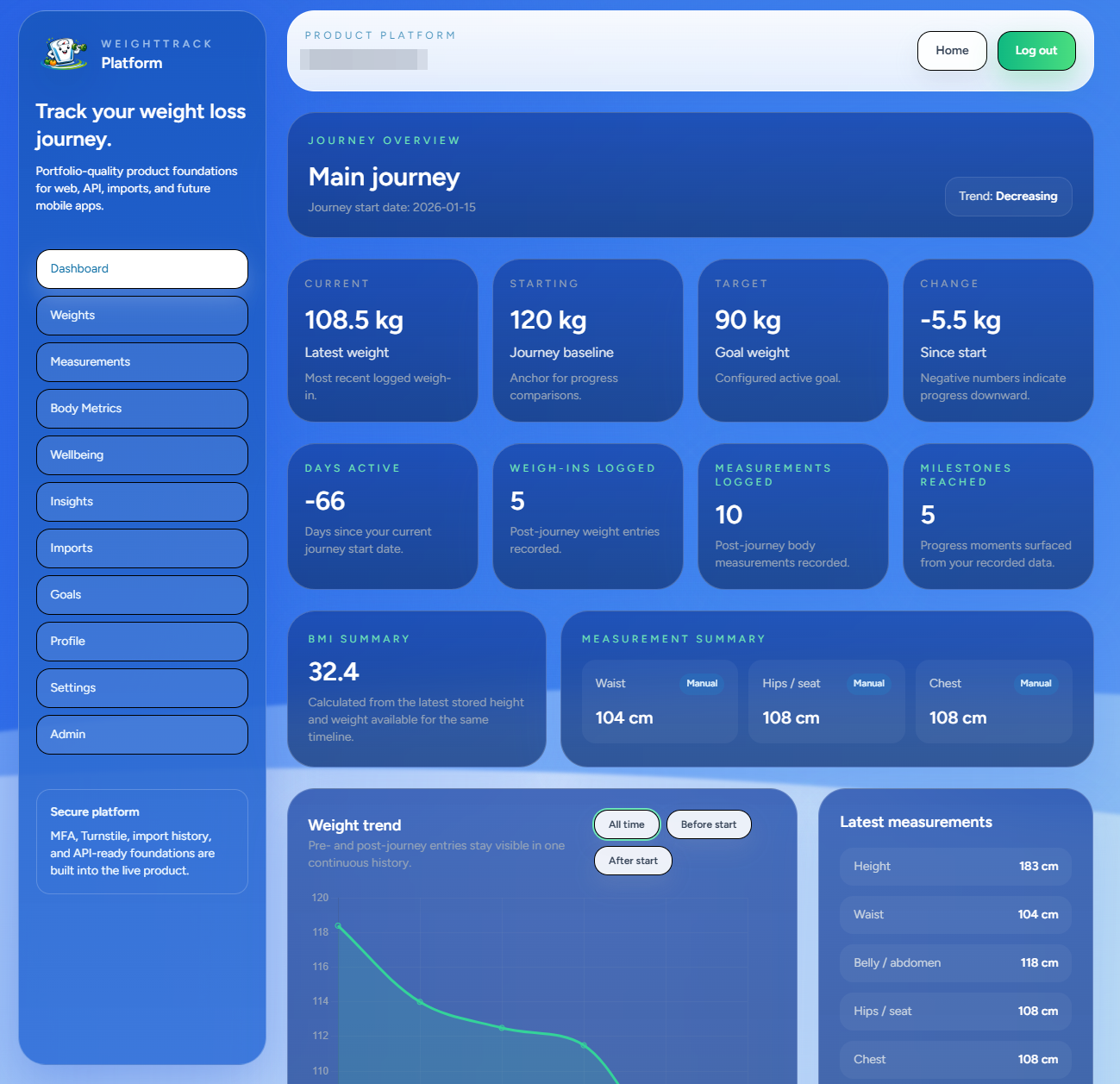 WeightTrack website screenshot